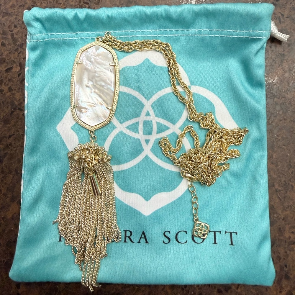 Kendra Scott Rayne Gold Necklace with White Pendant
